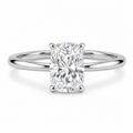 Elongated Cushion Solitaire Diamond Engagement Ring