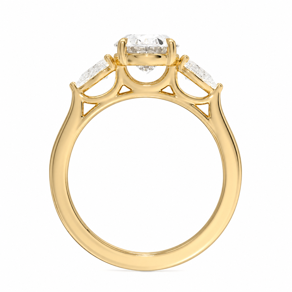 Trinity Oval Three-Stone Diamond Engagement Ring