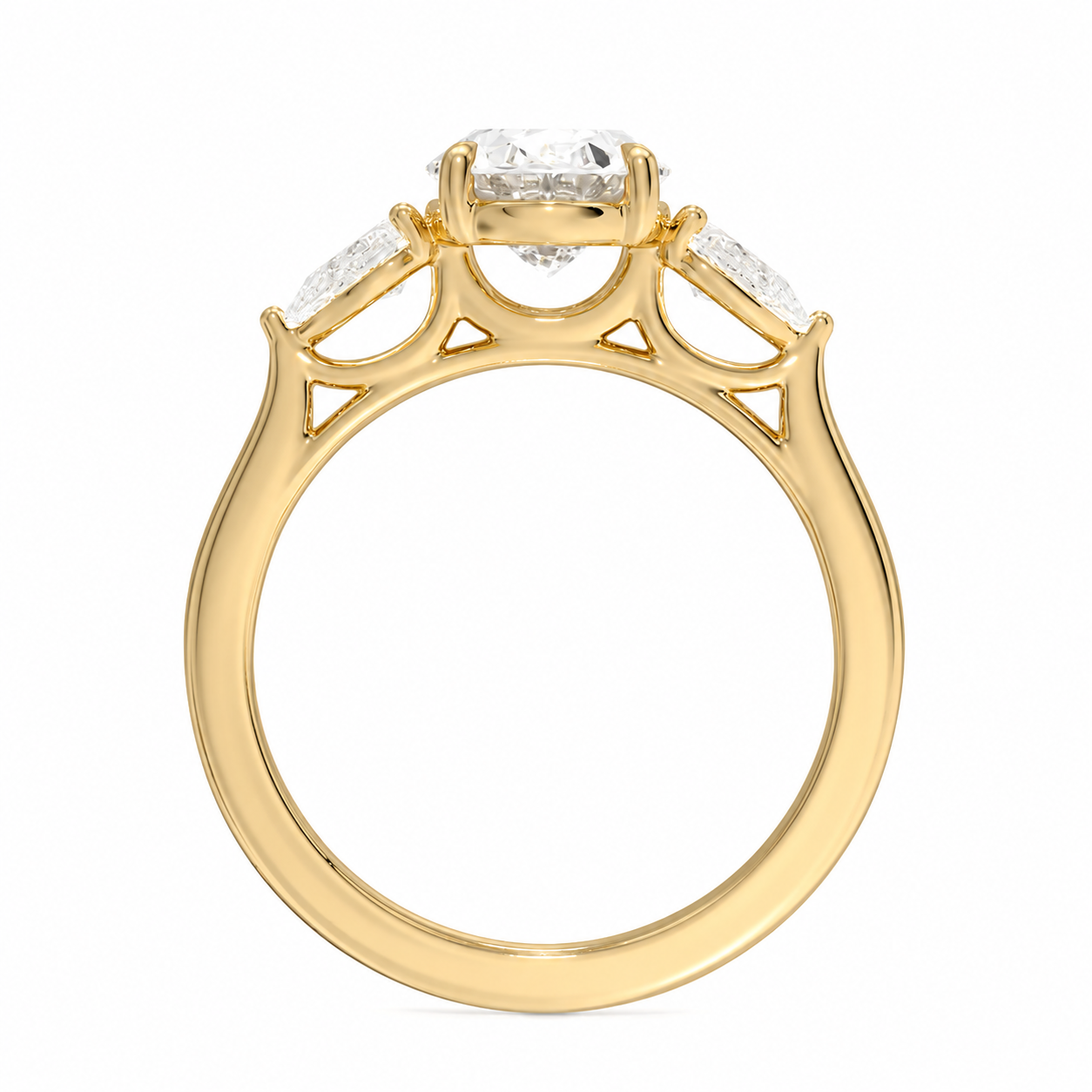 Trinity Oval Three-Stone Diamond Engagement Ring