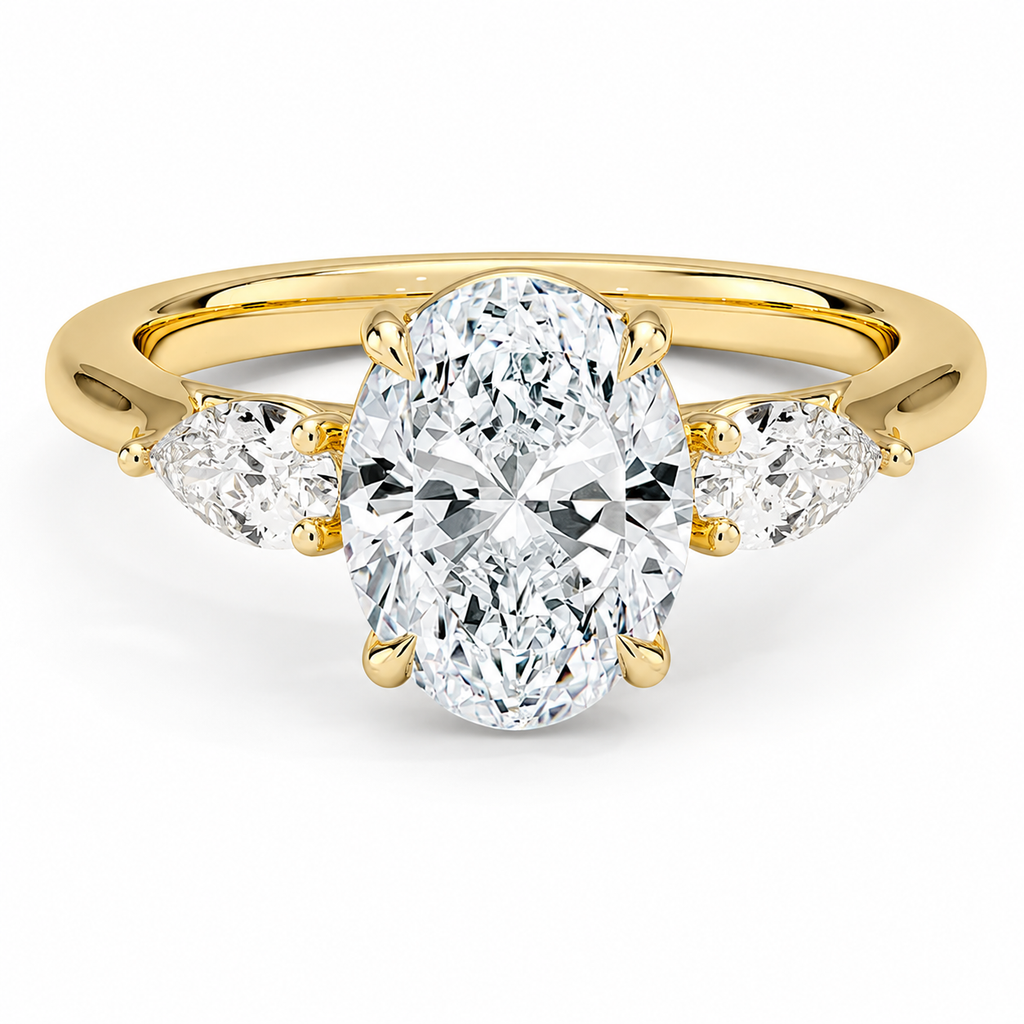 Trinity Oval Three-Stone Diamond Engagement Ring