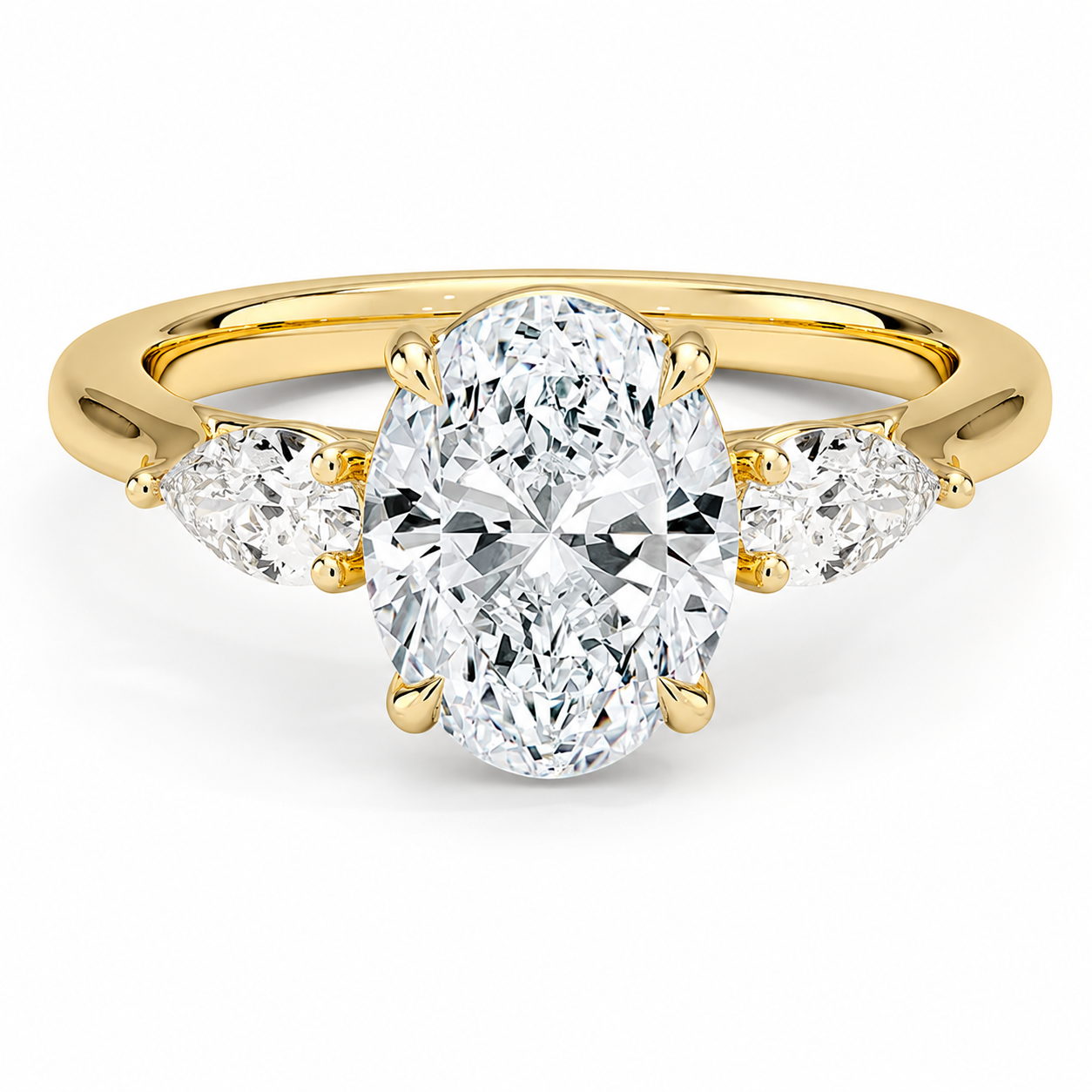 Trinity Oval Three-Stone Diamond Engagement Ring