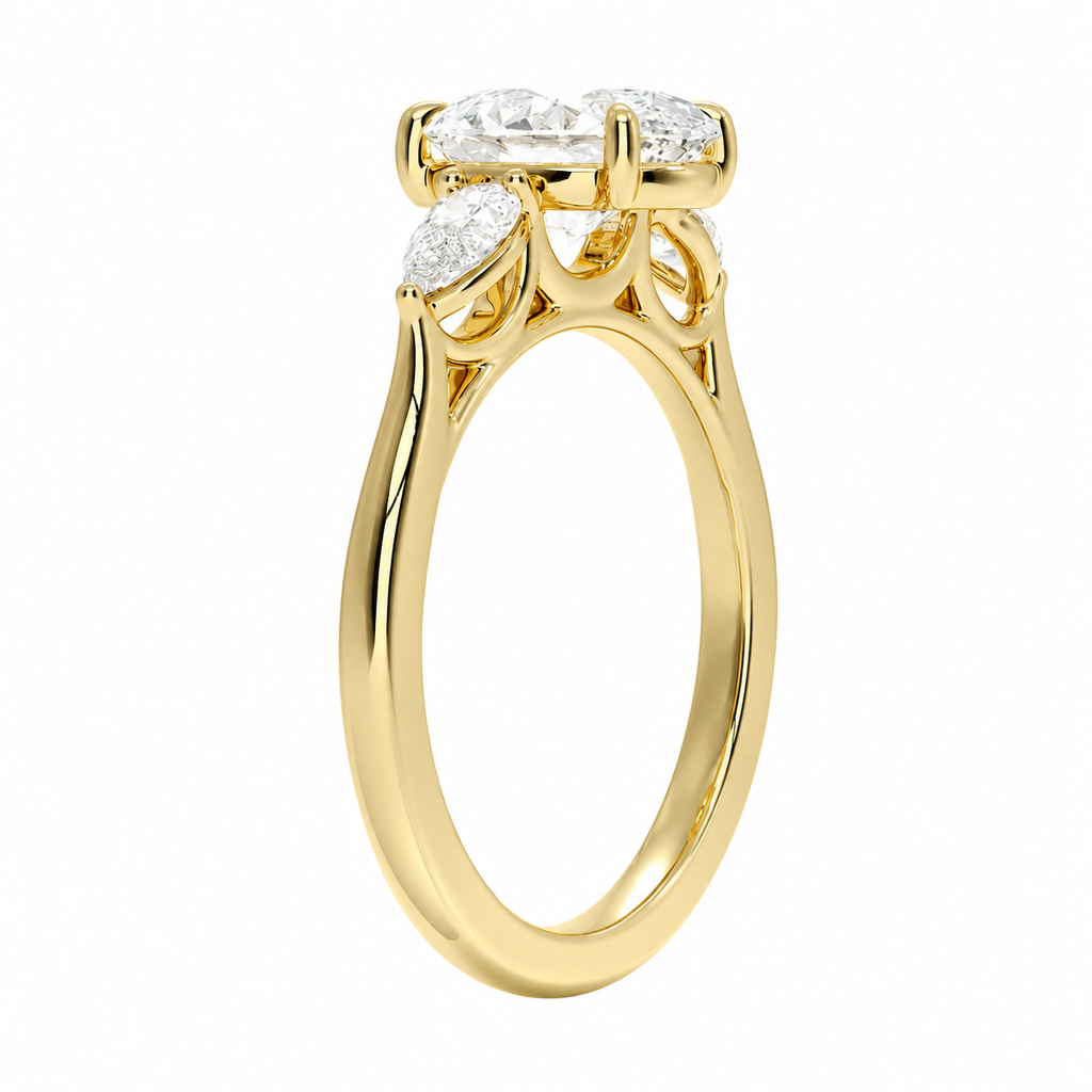 Trinity Oval Three-Stone Diamond Engagement Ring