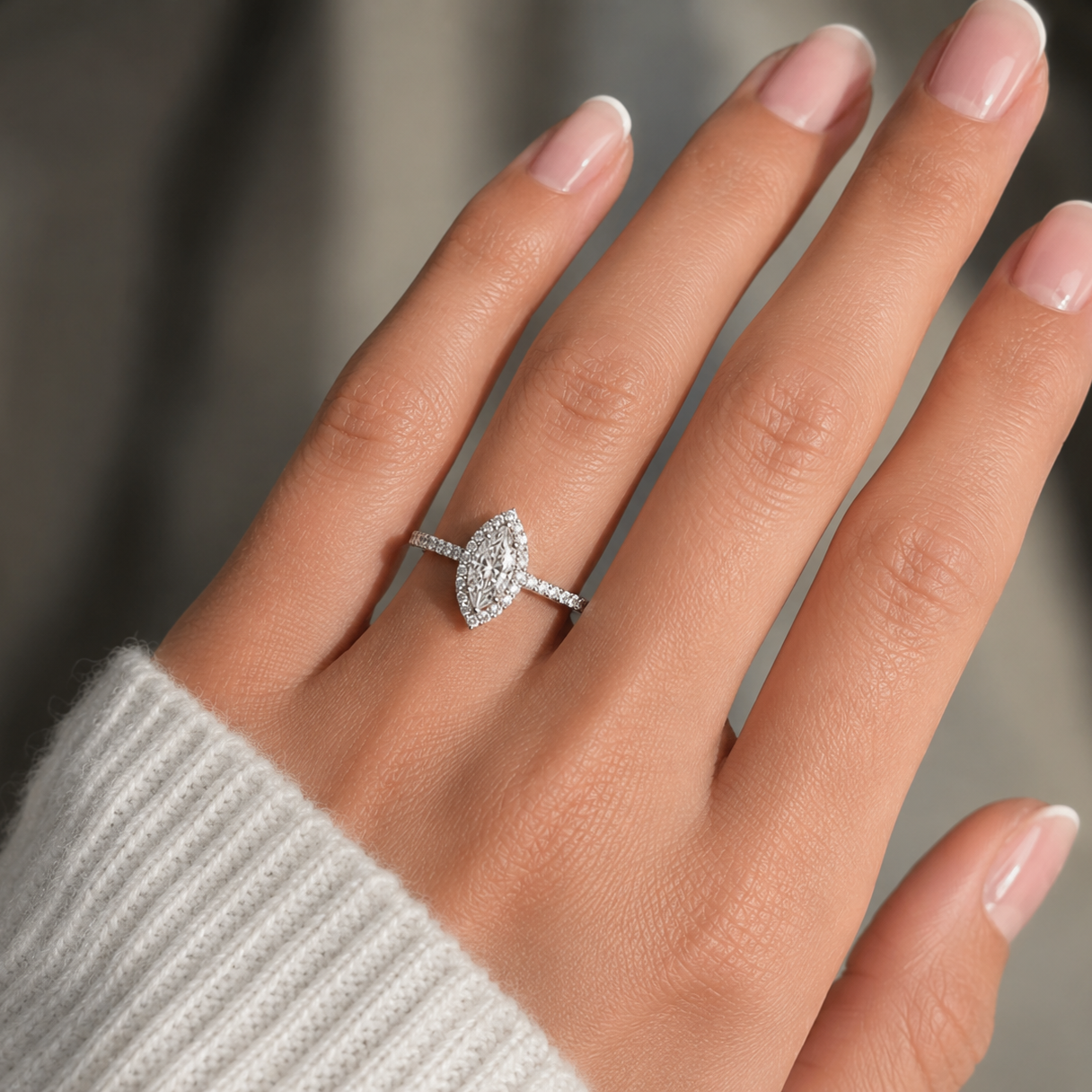 Devina Marquise Double Halo Diamond Engagement Ring