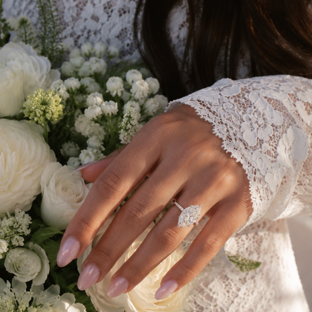 Devina Marquise Double Halo Diamond Engagement Ring