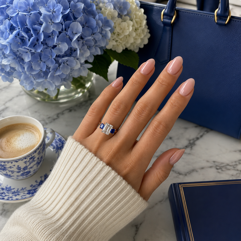 Saphira Emerald Cut Diamond Engagement Ring