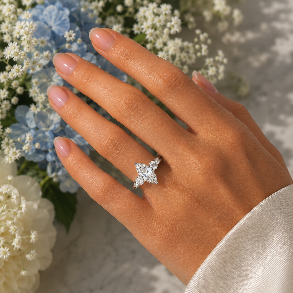 Ophelia Marquise Cluster Diamond Engagement Ring