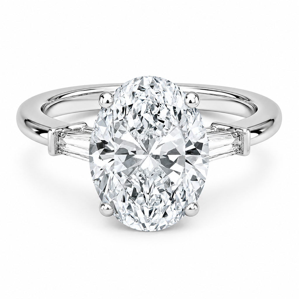 Lumina Oval Three-Stone Diamond Engagement Ring