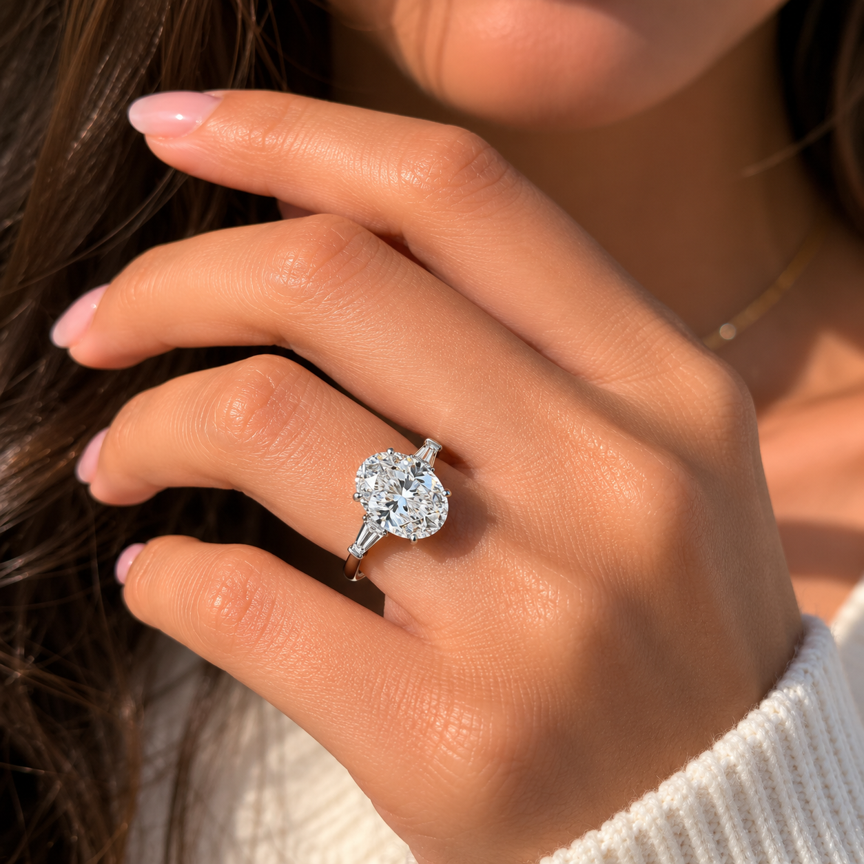 Lumina Oval Three-Stone Diamond Engagement Ring