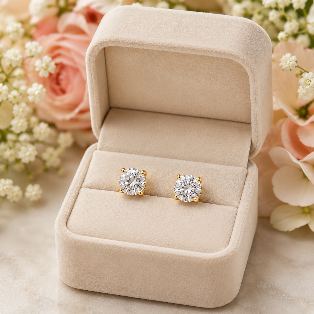 Classic Four-Prong Diamond Stud Earrings