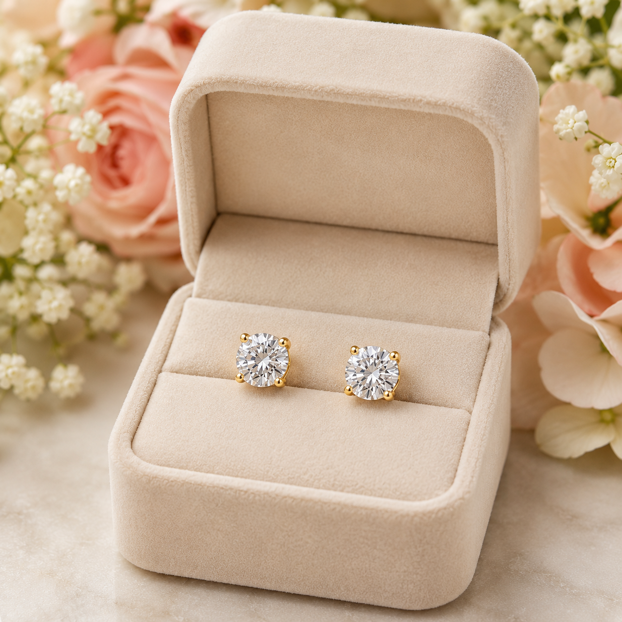 Classic Four-Prong Diamond Stud Earrings
