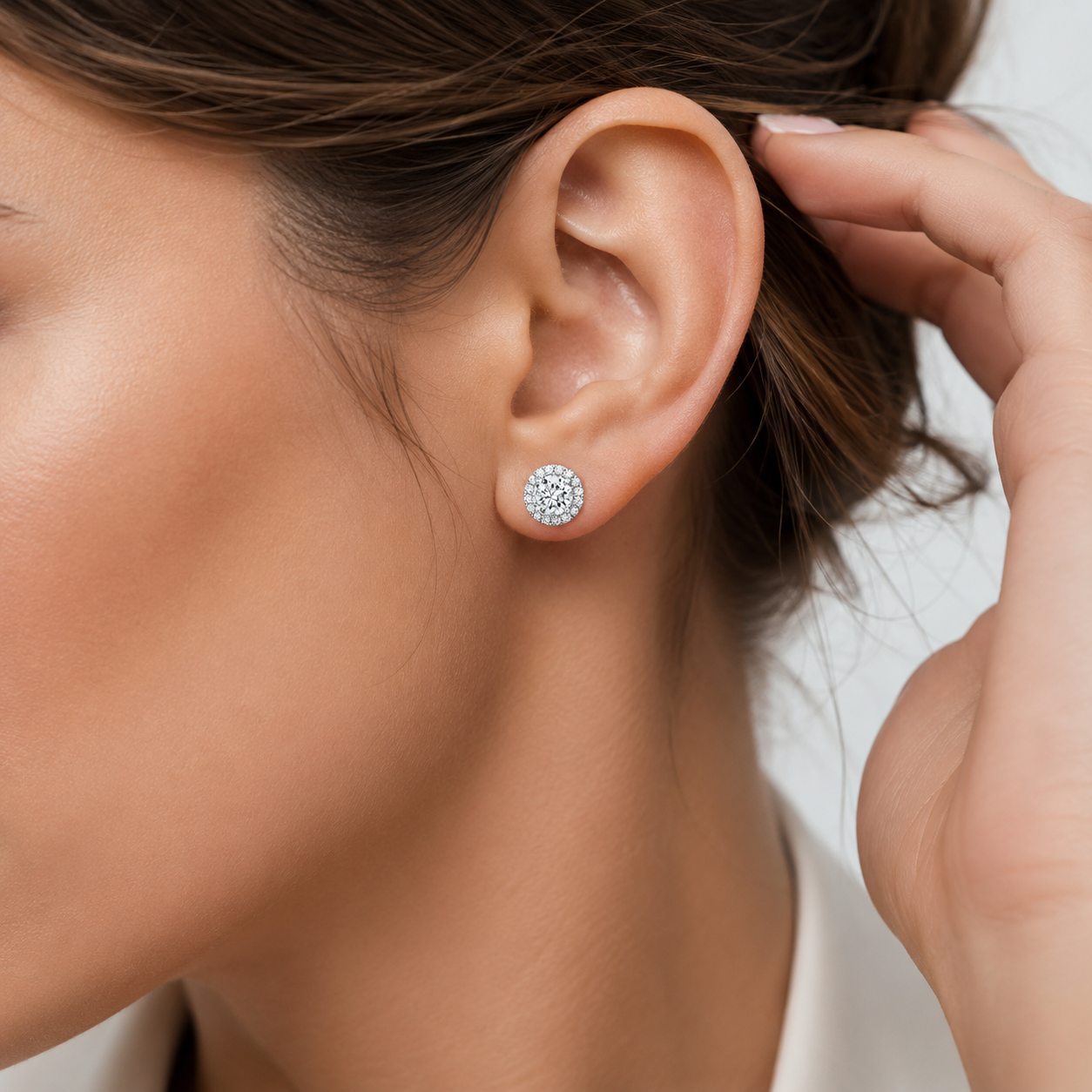 Halo Diamond Stud Earrings