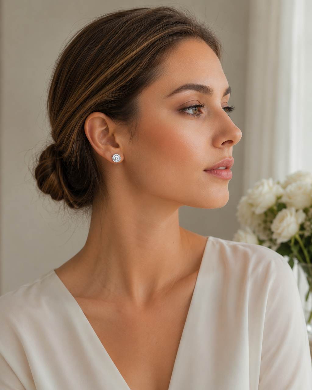Halo Diamond Stud Earrings