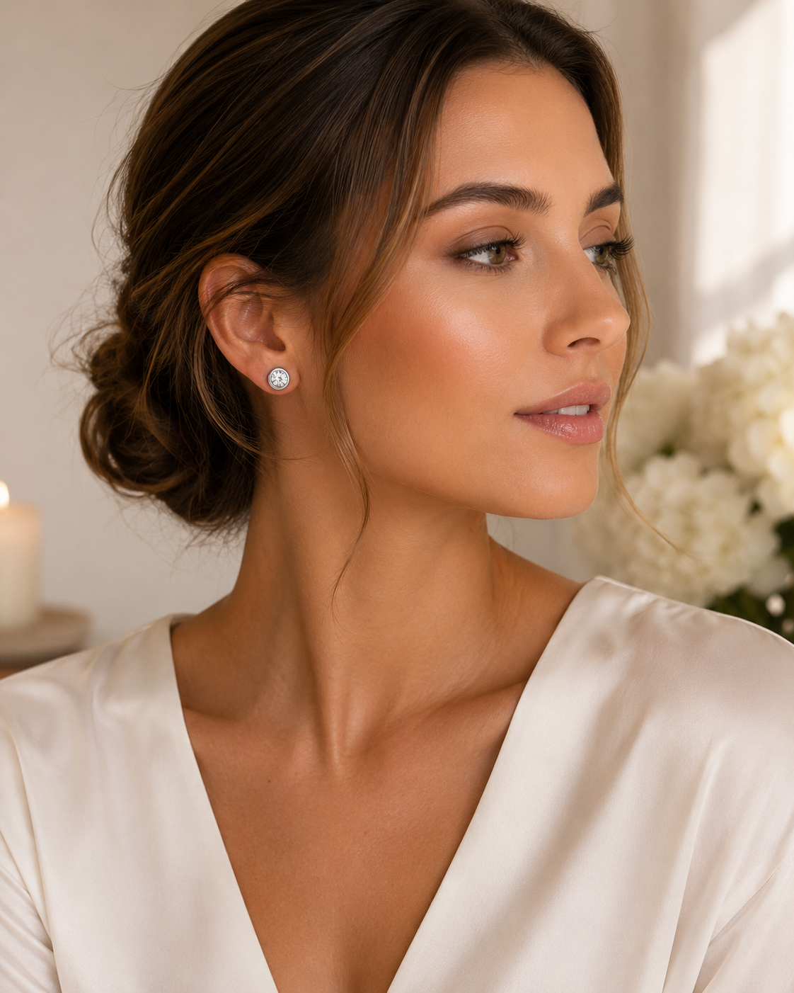 Bezel-Set Diamond Stud Earrings