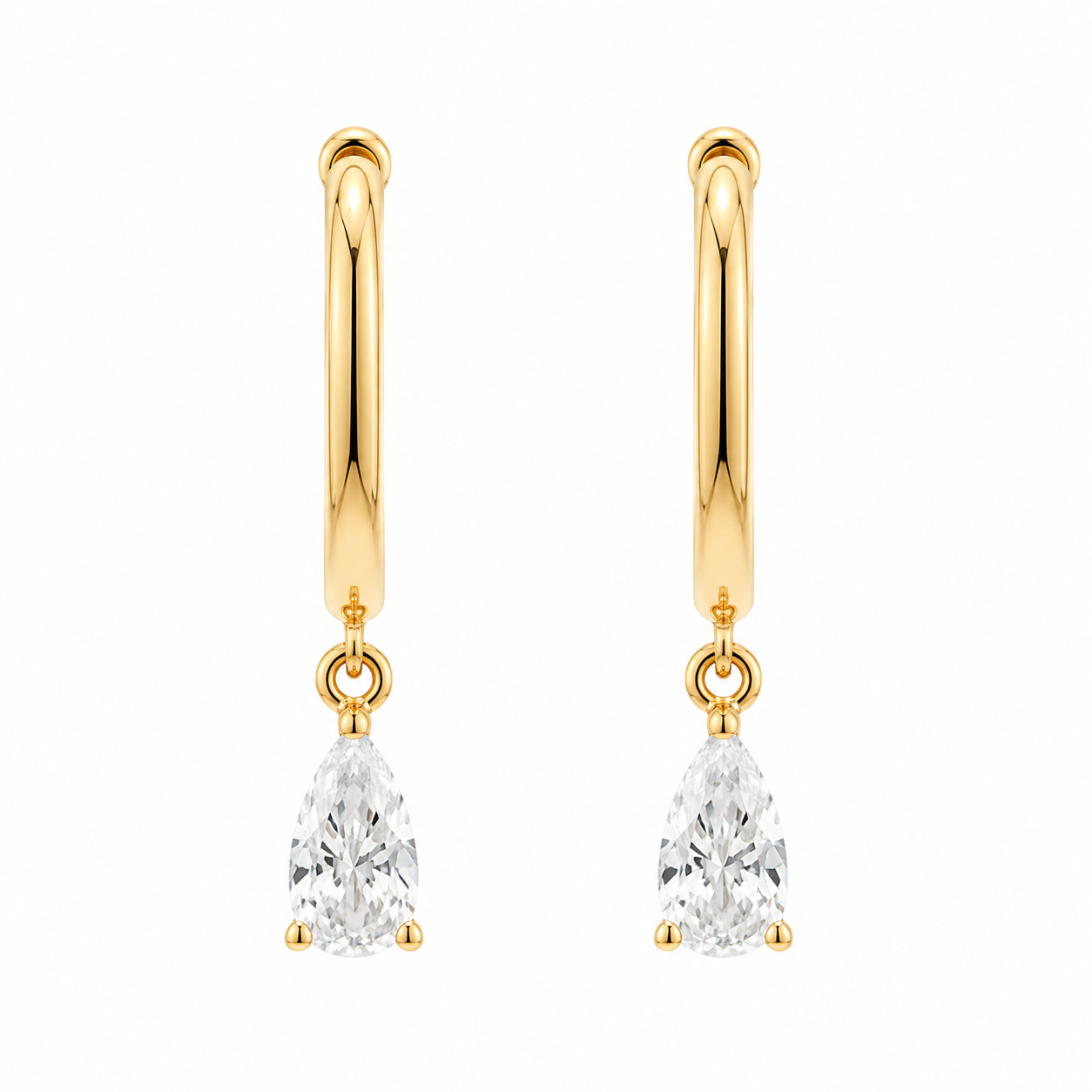 Teardrop Diamond Hoop Earrings