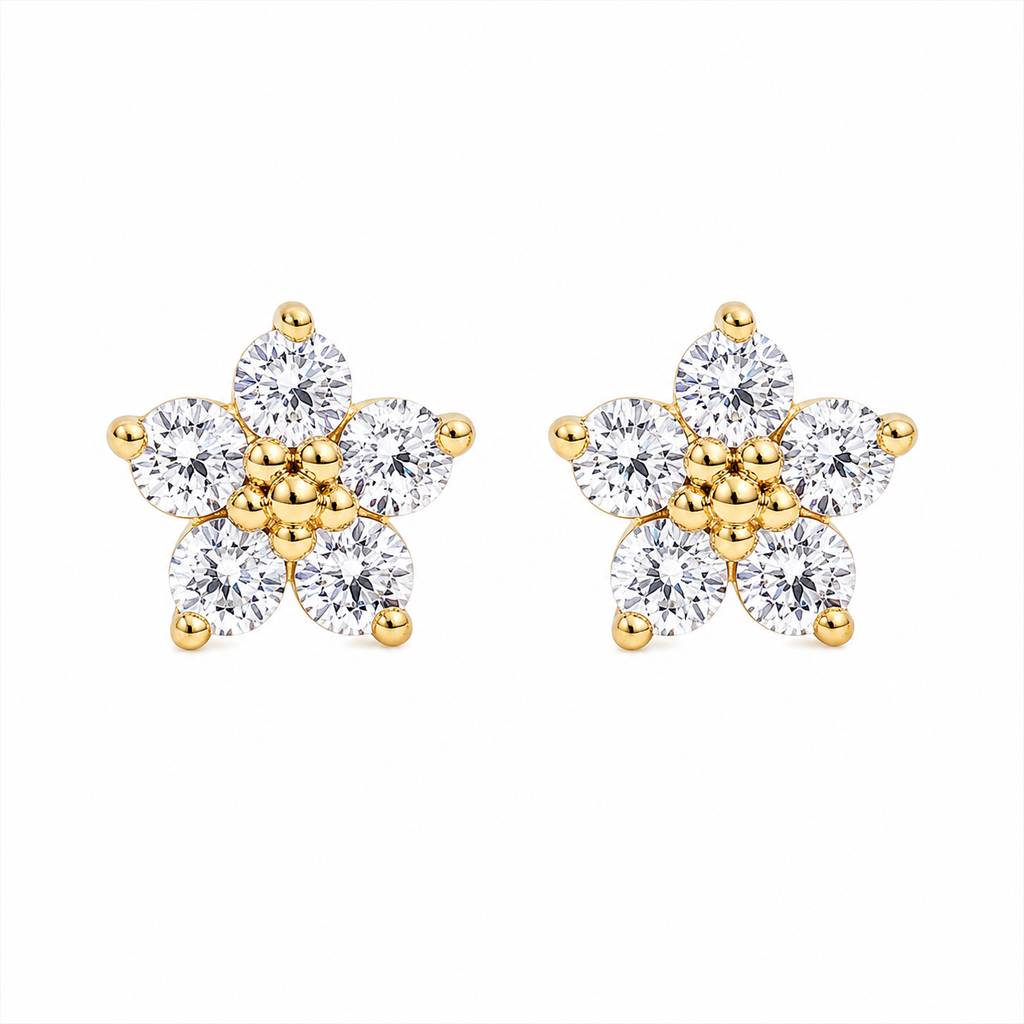 Florencia Diamond Flower Cluster Stud Earrings