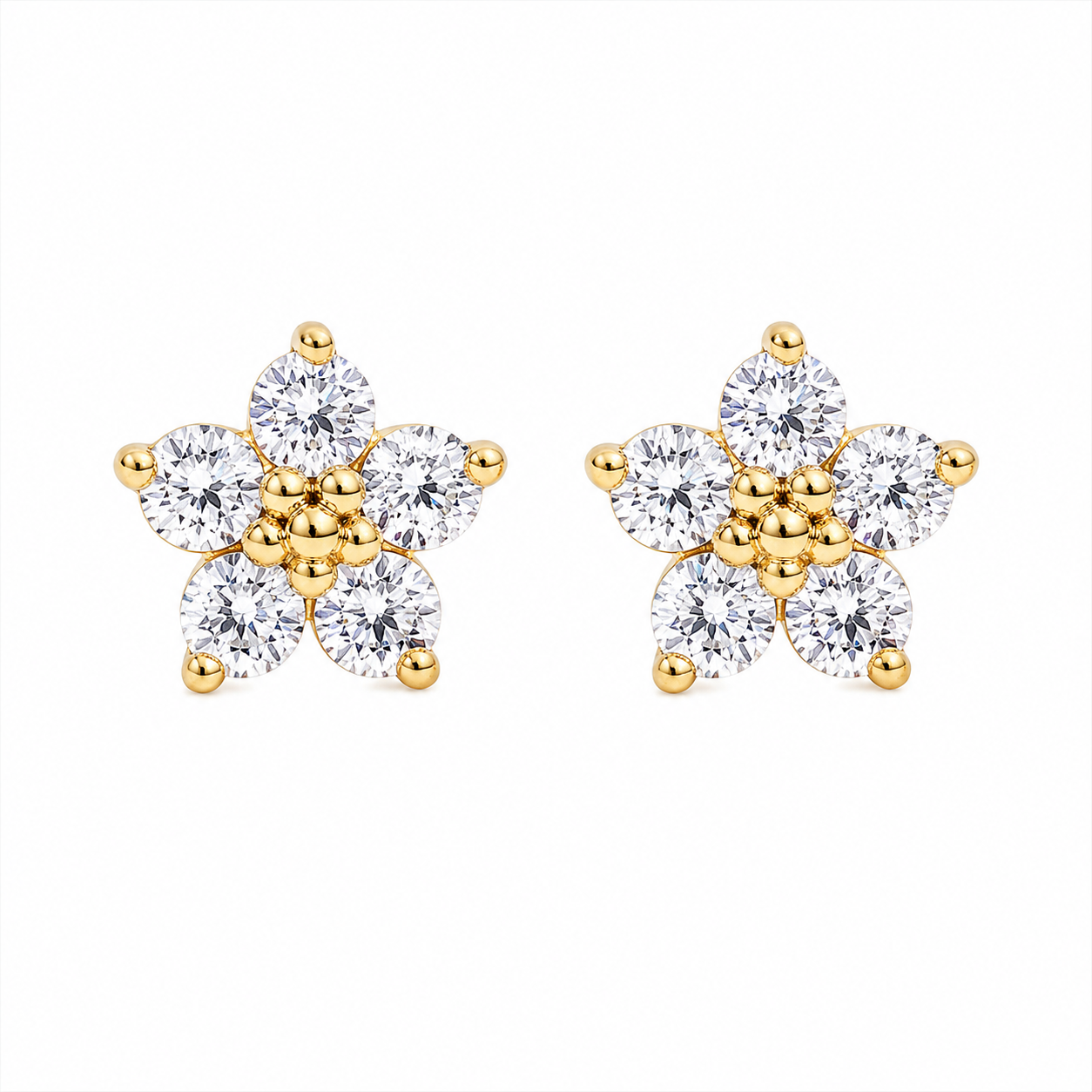 Florencia Diamond Flower Cluster Stud Earrings