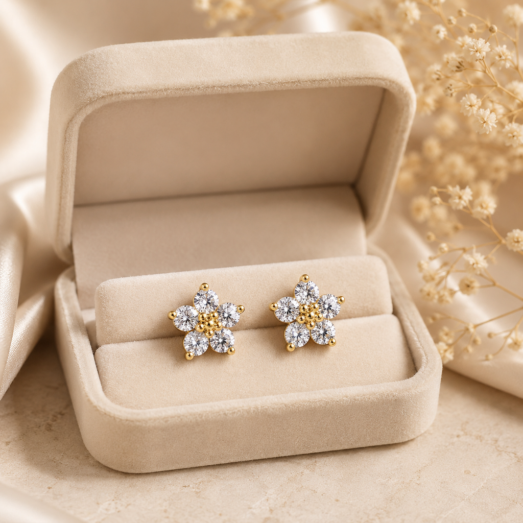 Florencia Diamond Flower Cluster Stud Earrings