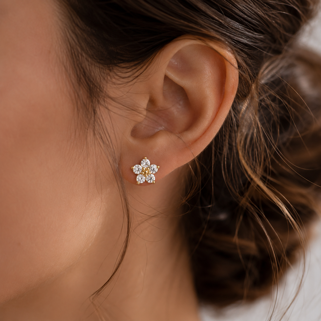 Florencia Diamond Flower Cluster Stud Earrings