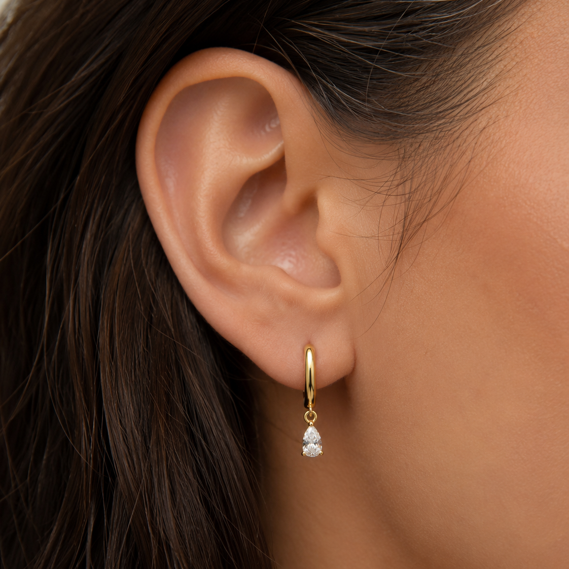 Teardrop Diamond Hoop Earrings