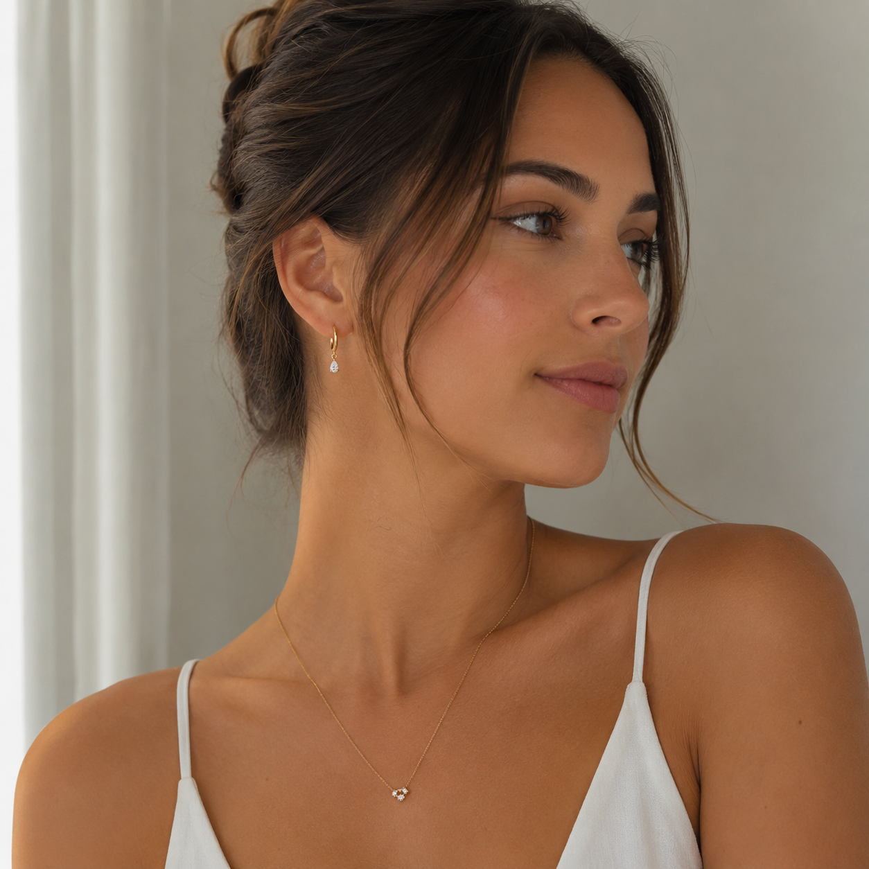 Teardrop Diamond Hoop Earrings