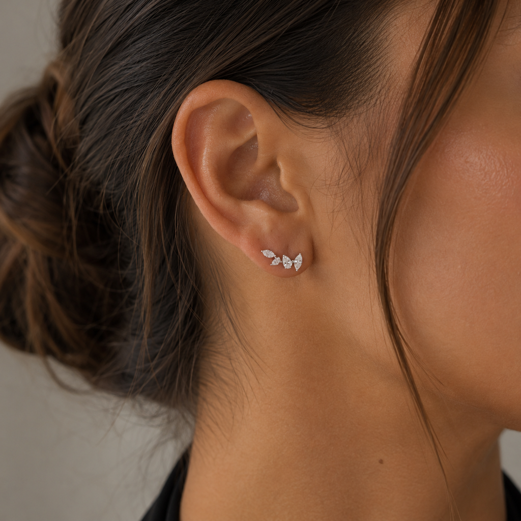 Diamond Vine Stud Earrings