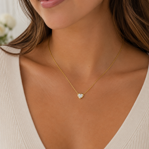 Amor Heart Diamond Solitaire Necklace