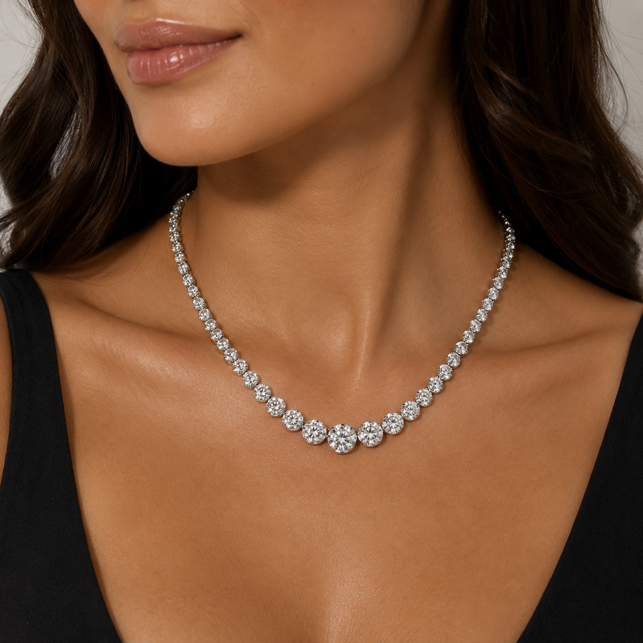 Rory Graduated Diamond Tennis Necklace