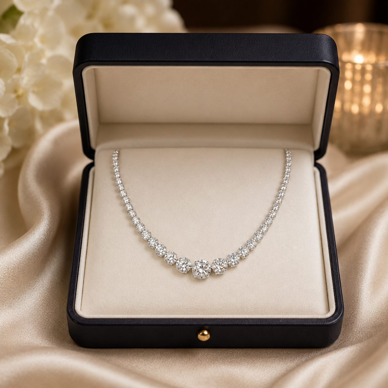 Rory Graduated Diamond Tennis Necklace