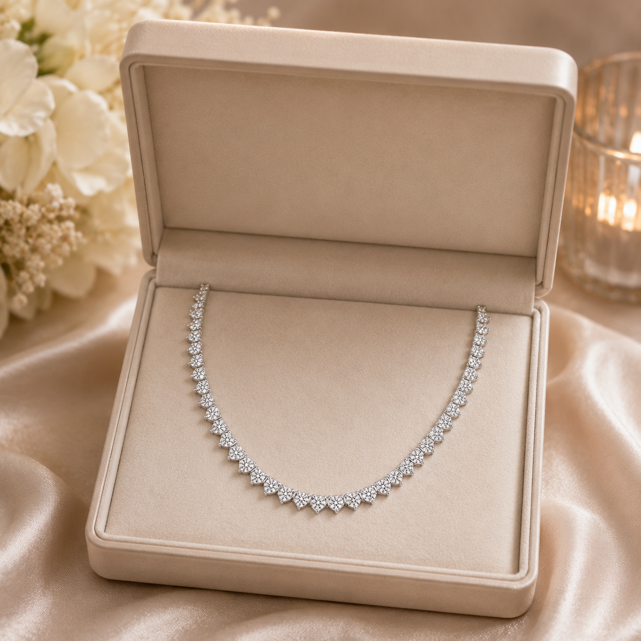 Elsa Three-Prong Diamond Tennis Necklace