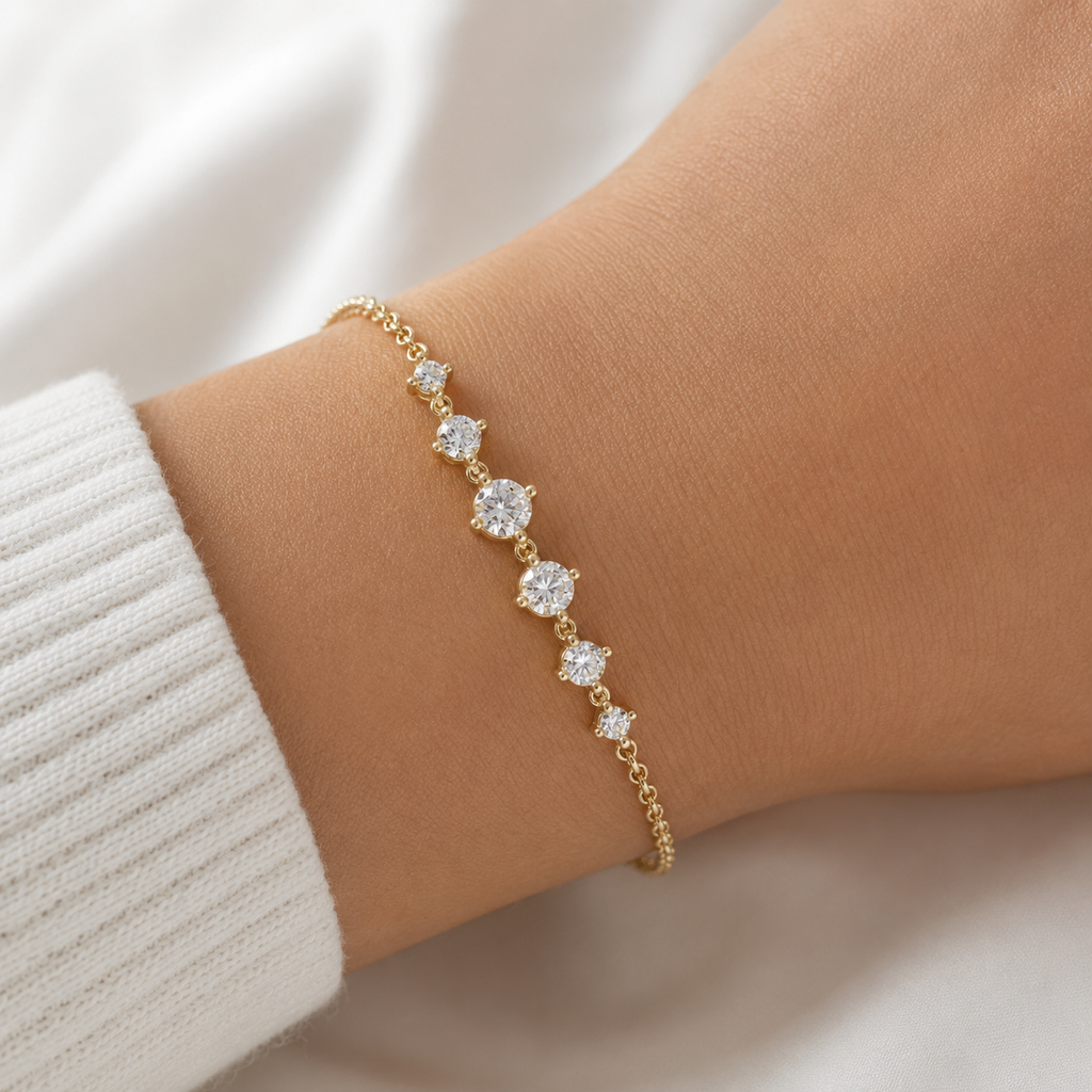 Seline Graduated Diamond Station Bracelet