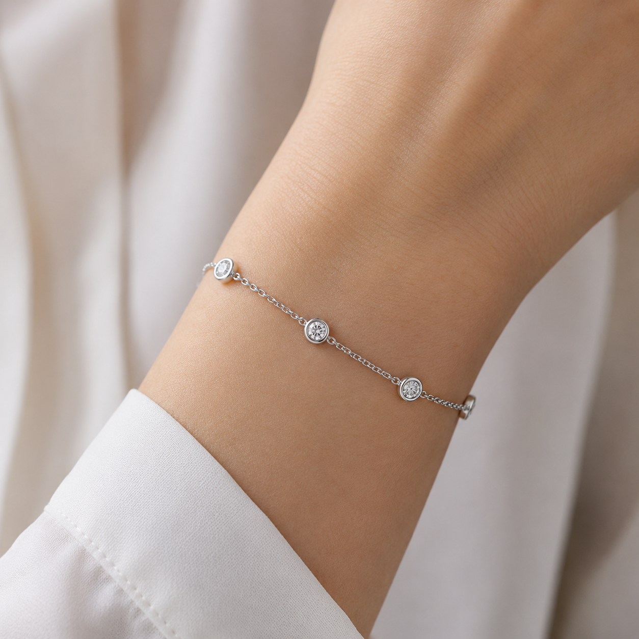 Ella Bezel Diamond Station Bracelet