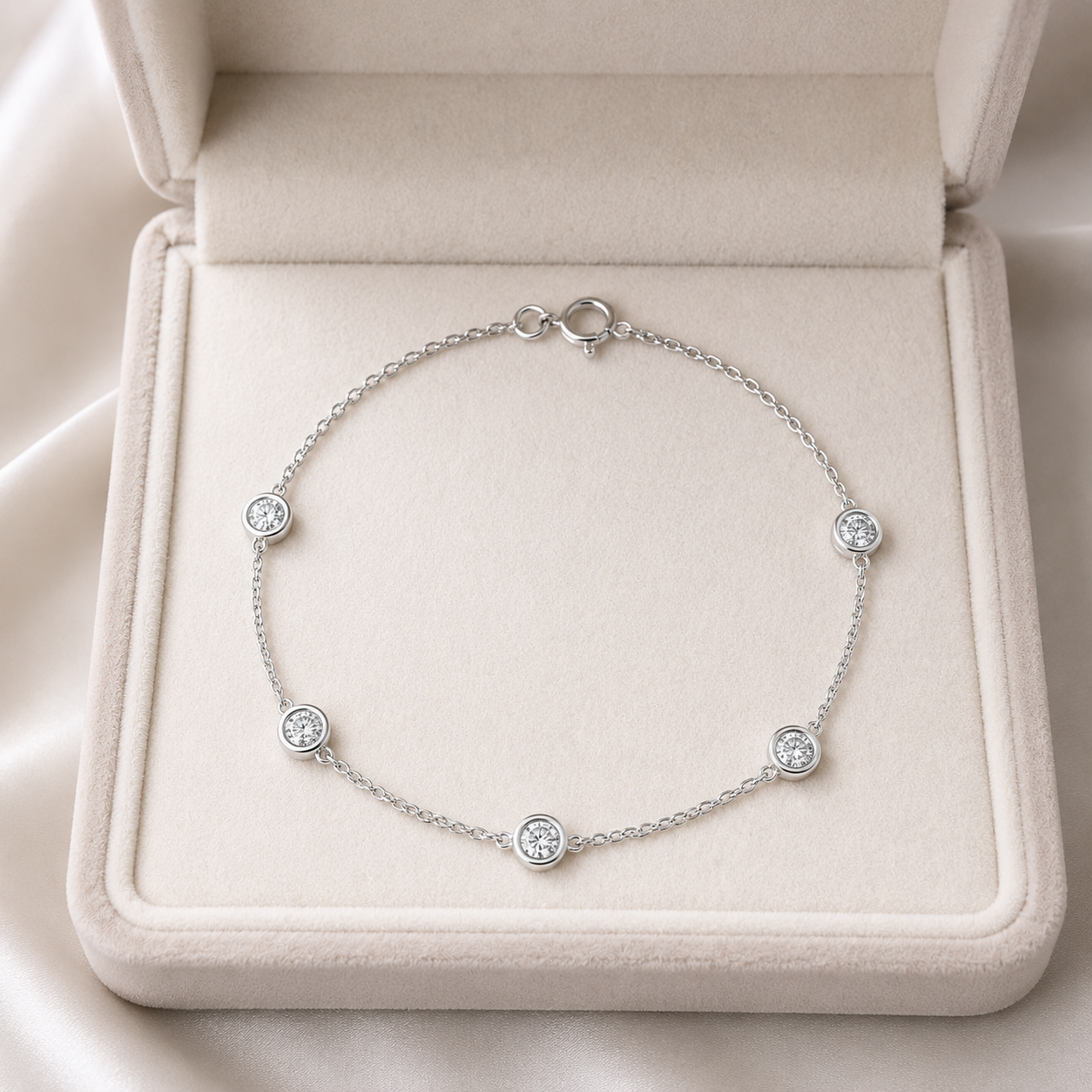 Ella Bezel Diamond Station Bracelet