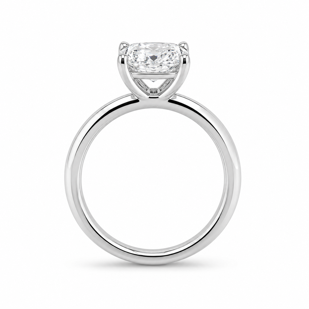 Elongated Cushion Solitaire Diamond Engagement Ring