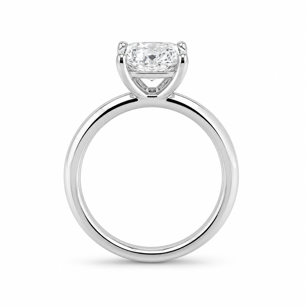 Elongated Cushion Solitaire Diamond Engagement Ring