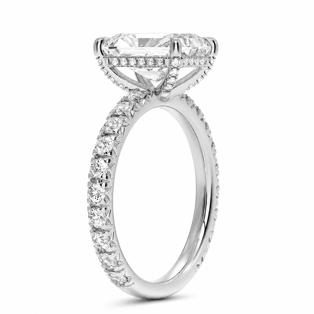 Solène Radiant Diamond Pavé Diamond Engagement Ring