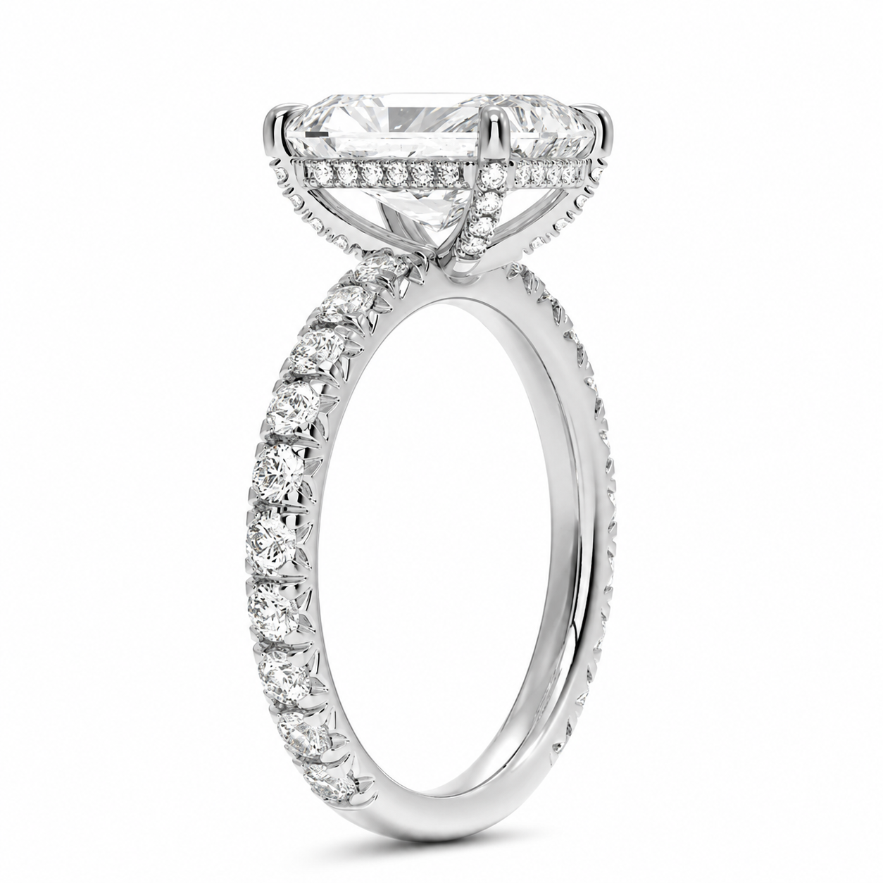Solène Radiant Diamond Pavé Diamond Engagement Ring