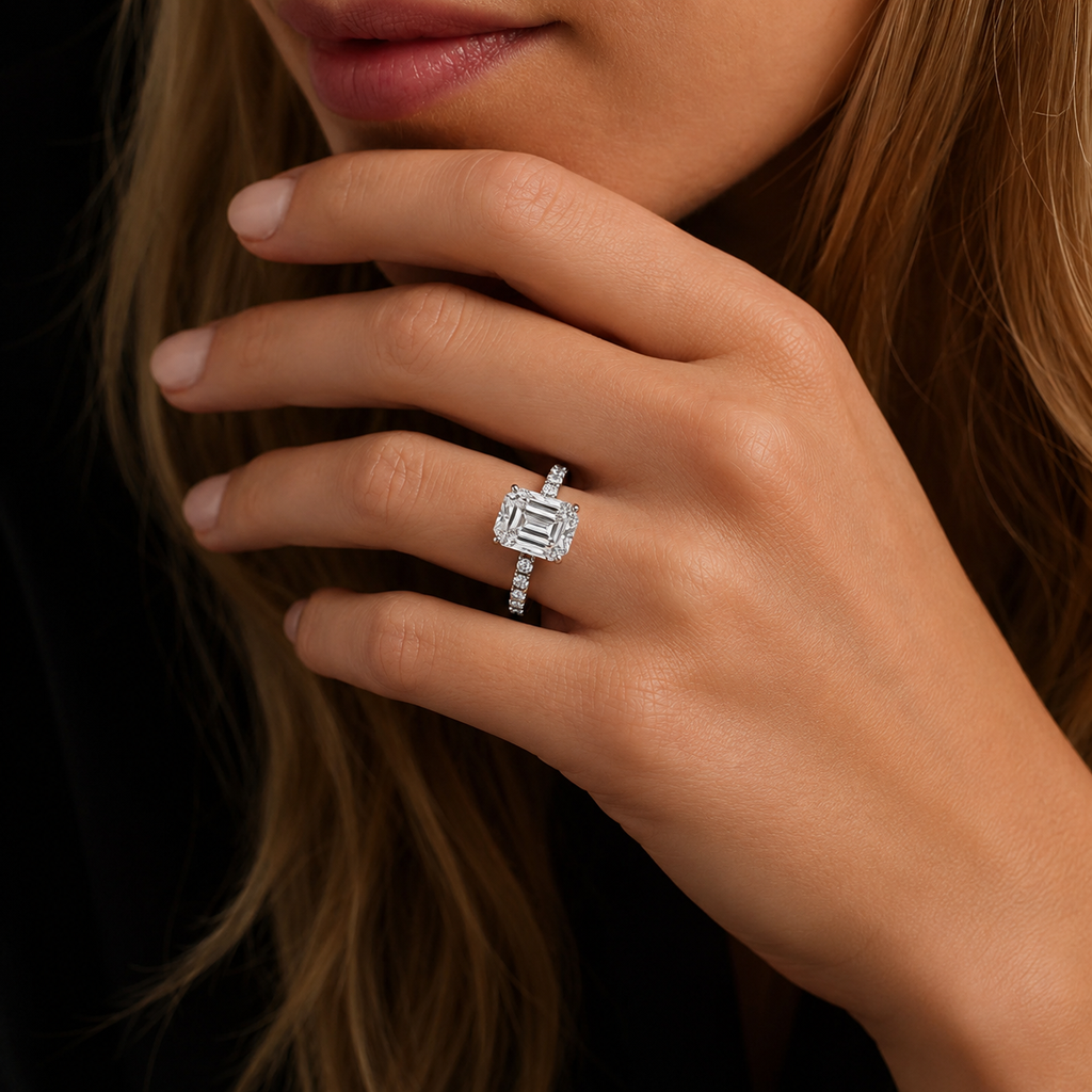 Solène Radiant Diamond Pavé Diamond Engagement Ring