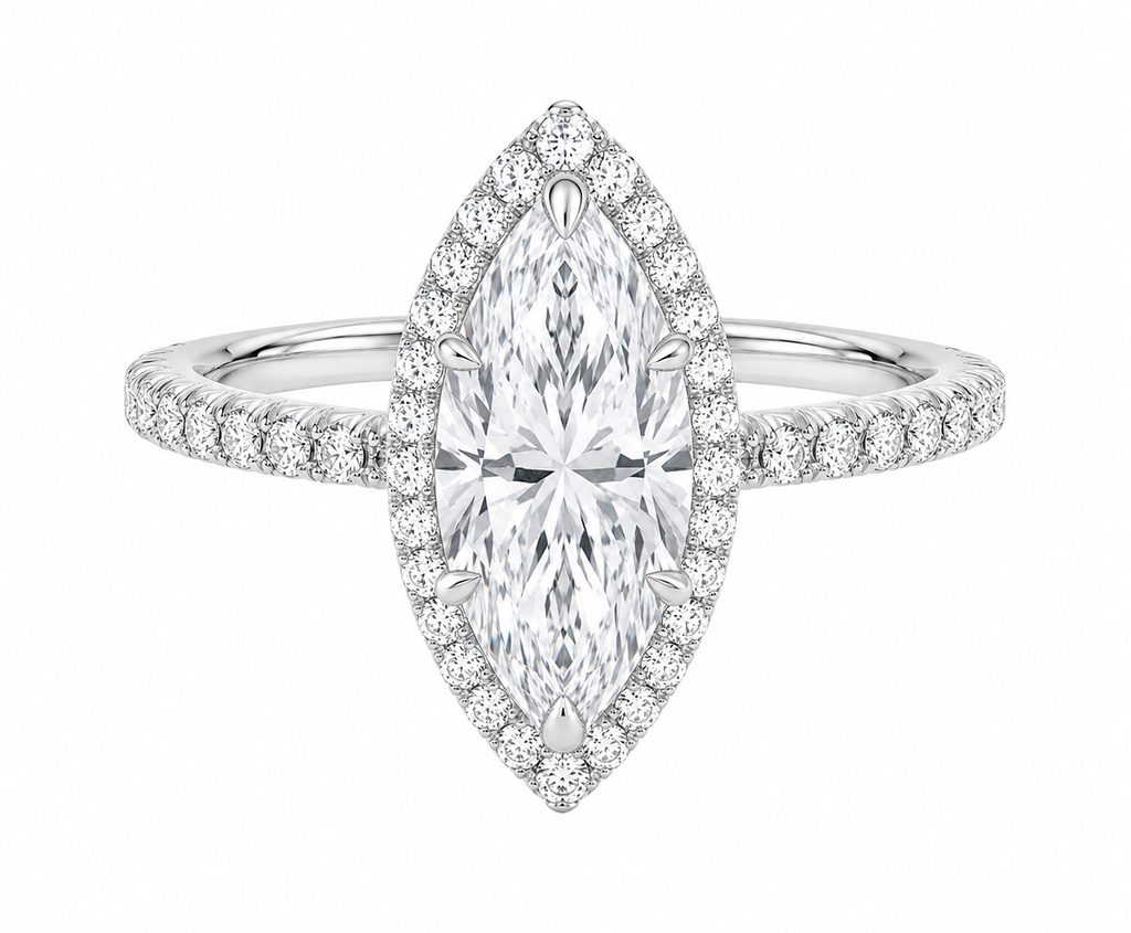 Devina Marquise Double Halo Diamond Engagement Ring