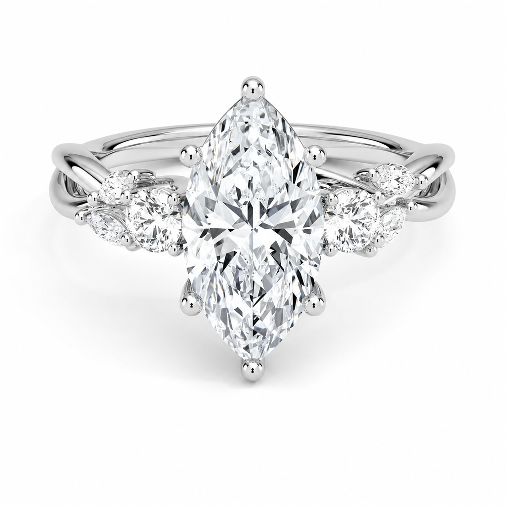 Ophelia Marquise Cluster Diamond Engagement Ring