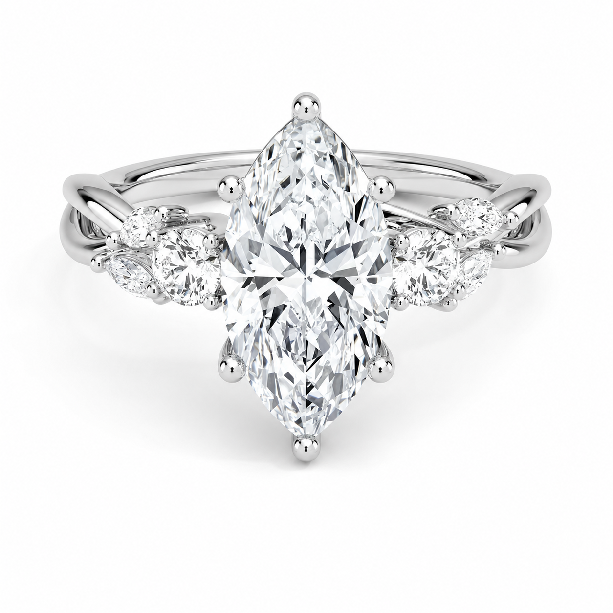 Ophelia Marquise Cluster Diamond Engagement Ring