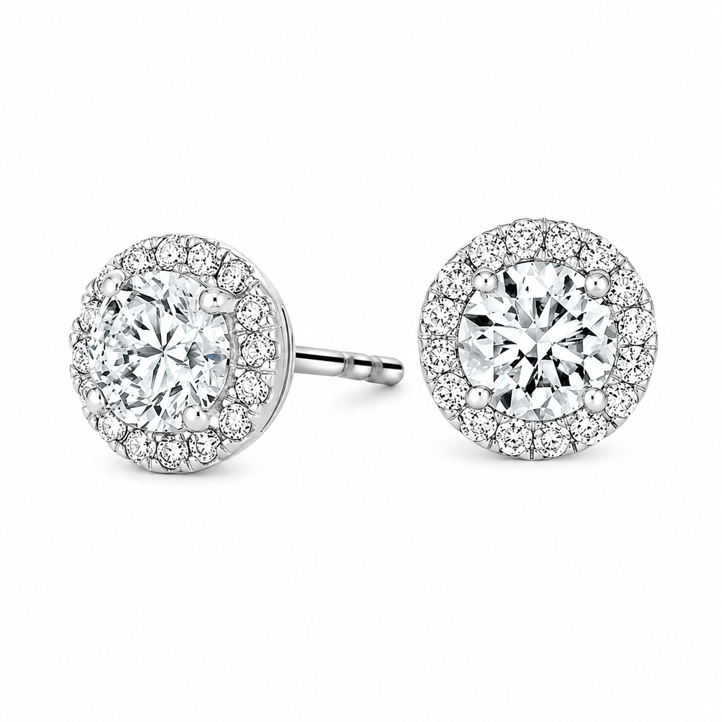 Halo Diamond Stud Earrings