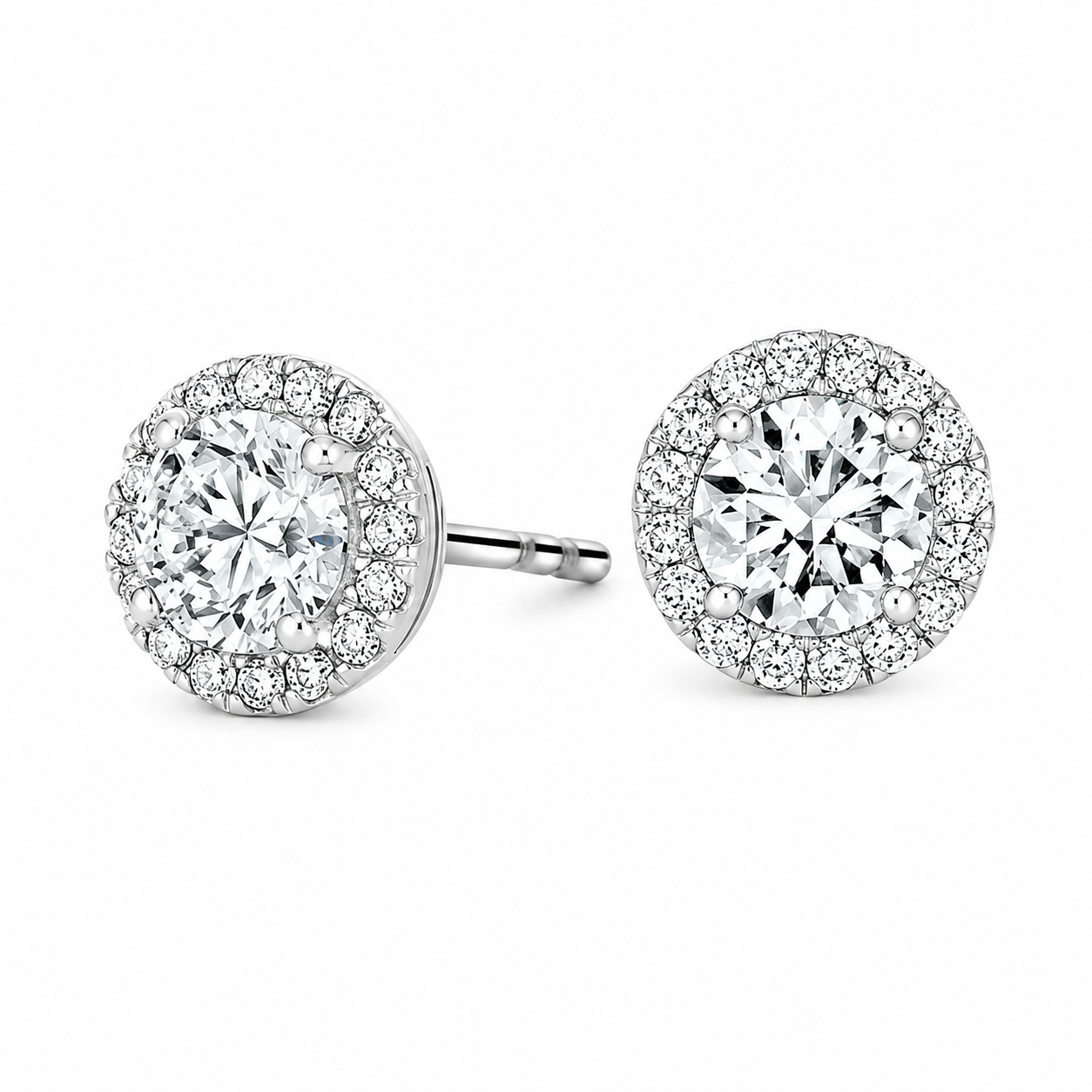Halo Diamond Stud Earrings