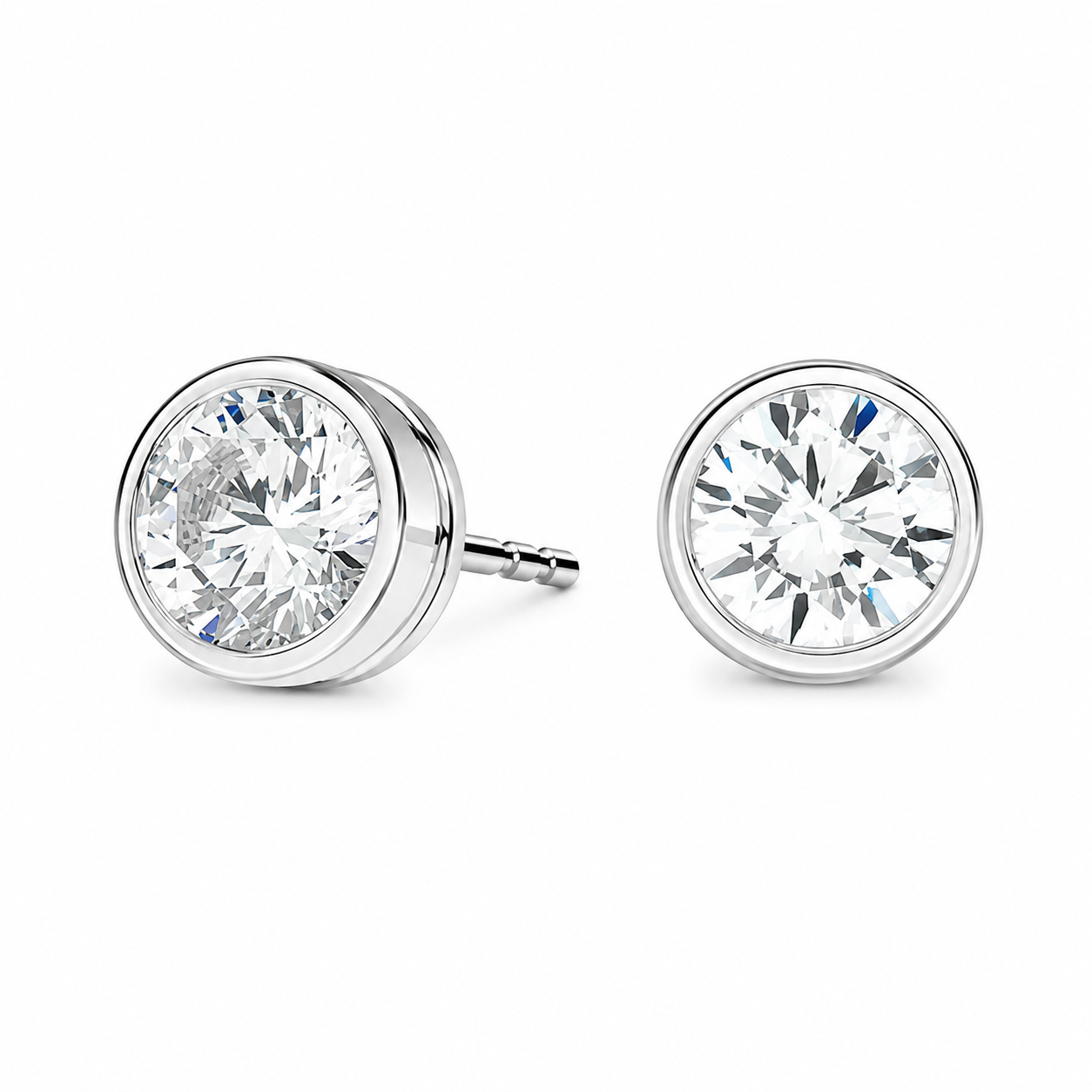 Bezel-Set Diamond Stud Earrings