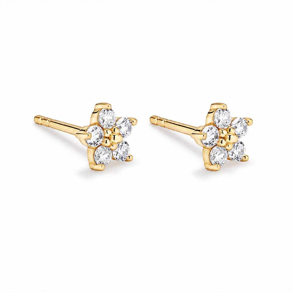 Florencia Diamond Flower Cluster Stud Earrings