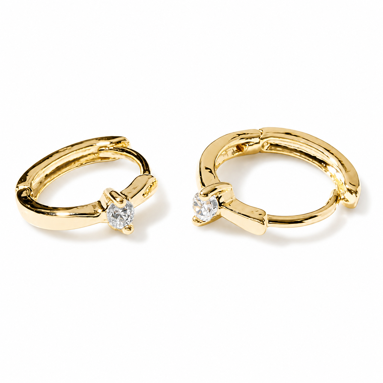 Diamond Solitaire Huggie Hoop Earrings