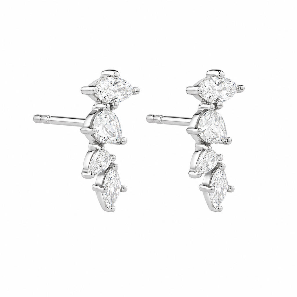 Diamond Vine Stud Earrings