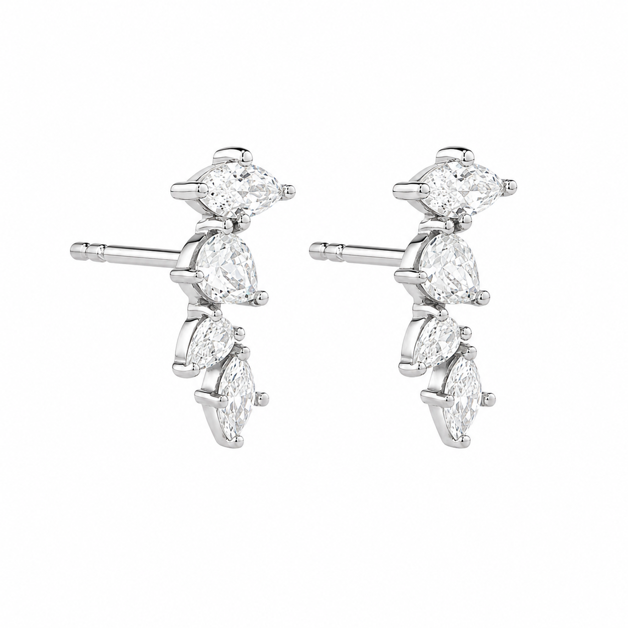 Diamond Vine Stud Earrings