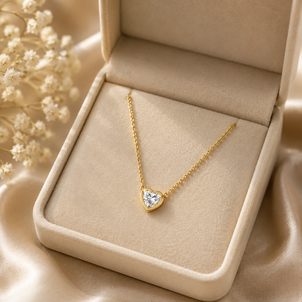 Amor Heart Diamond Solitaire Necklace