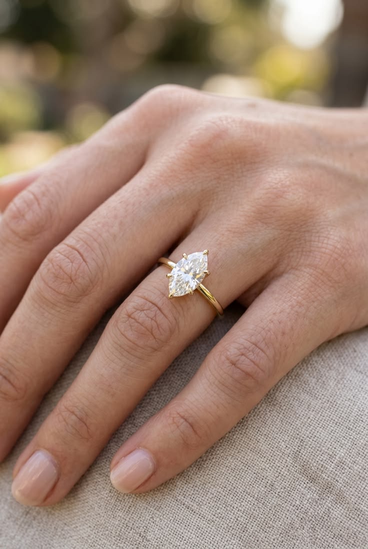 Marquise Diamond Solitaire Diamond Engagement Ring