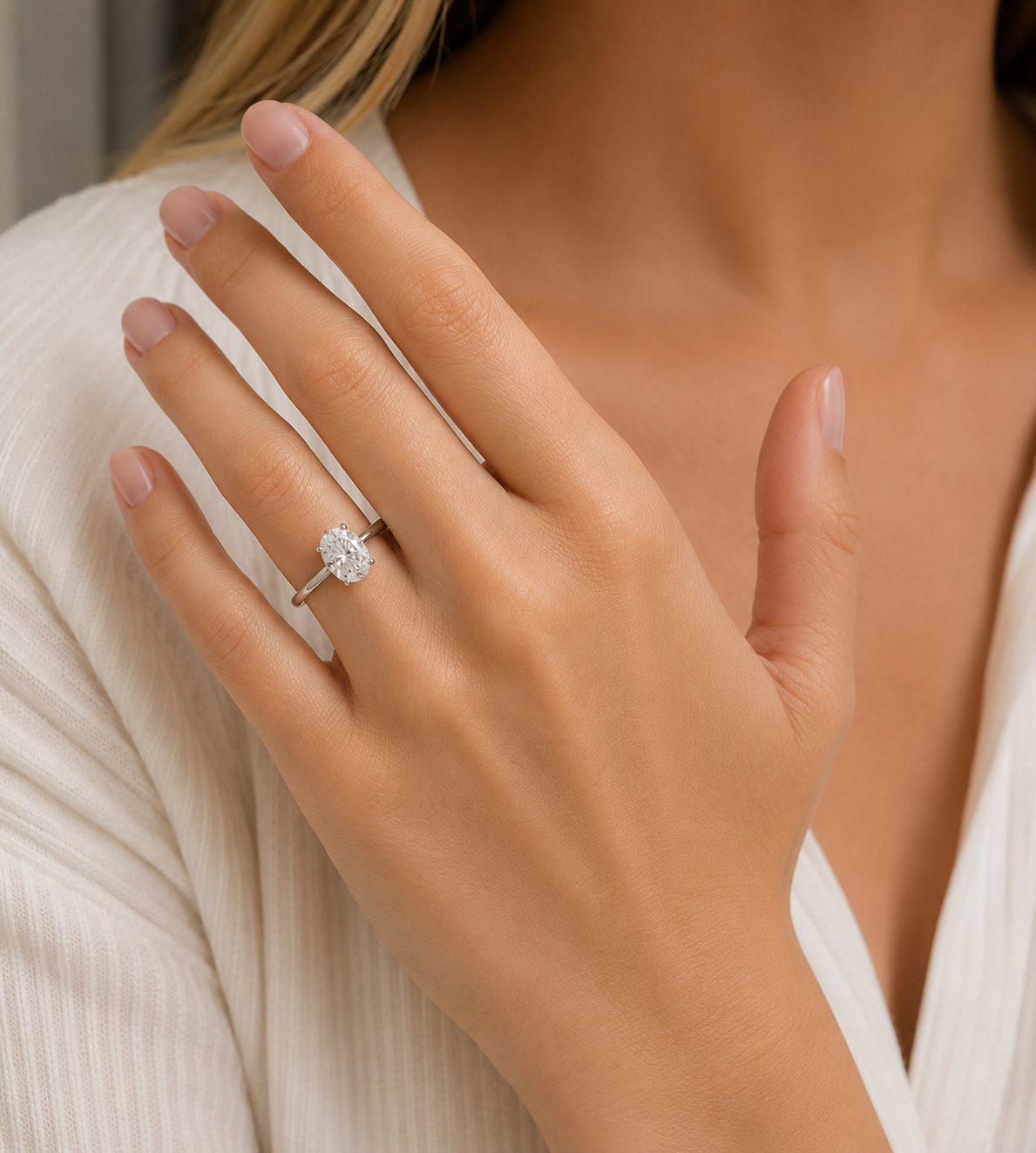 Oval Solitaire Diamond Engagement Ring